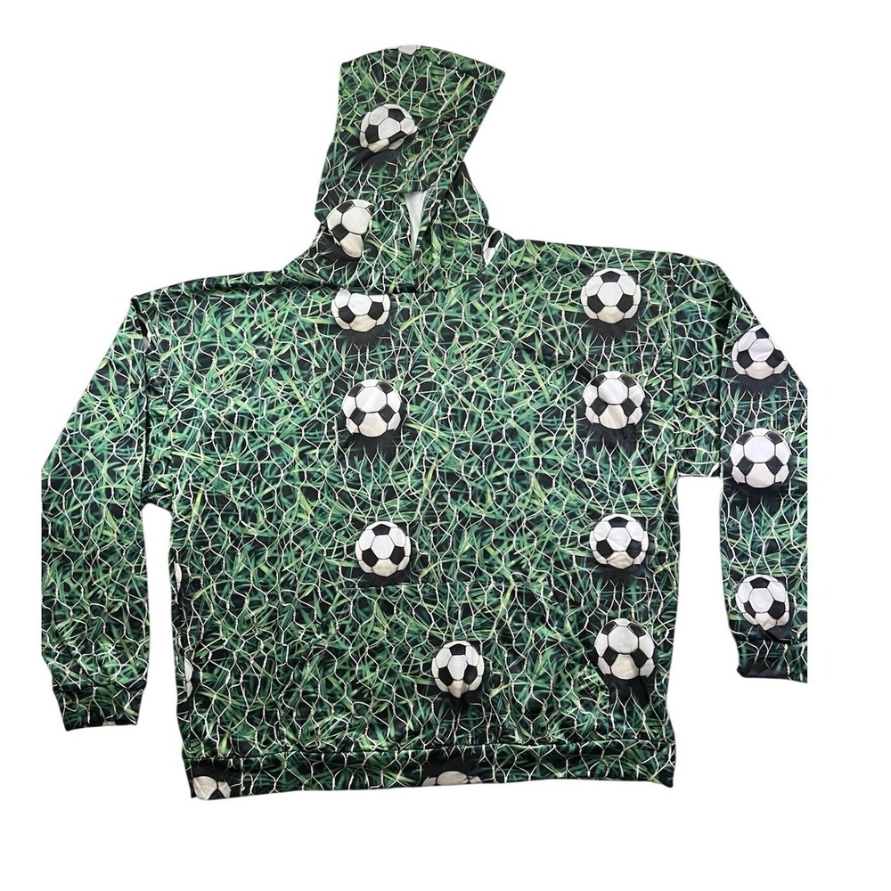 Soccer Football Hoodie Sweatshirt Long Sleeve Athletic Ball Unisex XXL 2XL Green